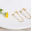 CZ Pearl Chain Stud Ear Jacket Earrings