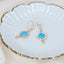 Gold Dangle Earrings with Opal