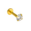 Gold Round Cubic Zirconia Labret Stud – Flat Back Piercing Earring