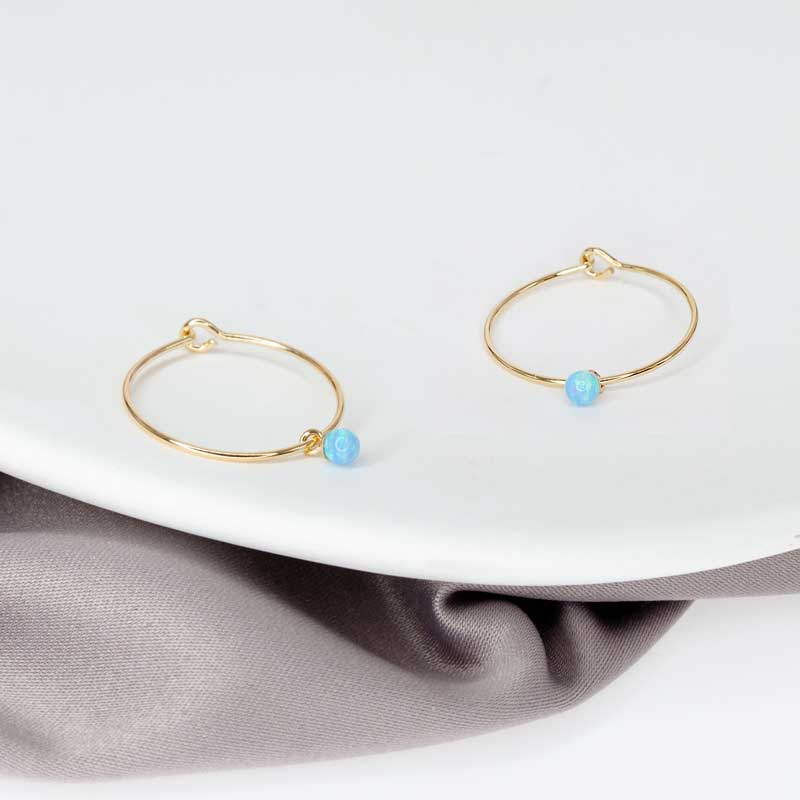 Opal Hoop Earrings with Mini Opal Charm
