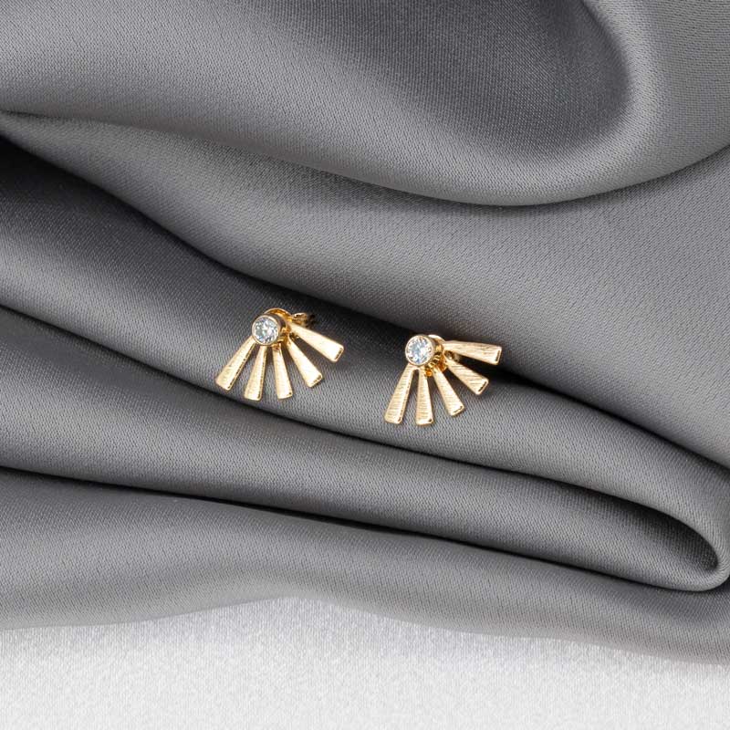 Sunrise Elegance: Tiny CZ Two-Part Stud Earring - Dainty and