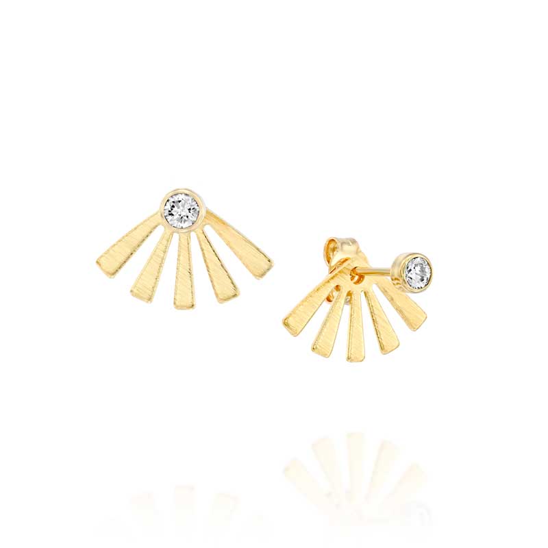 Sunrise Elegance: Tiny CZ Two-Part Stud Earring - Dainty and Chic