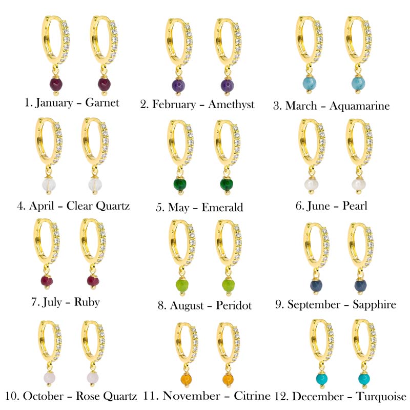 עגילי חישוק עם אבן המזל של אוגוסט