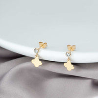 Shine Bright with Tiny Four Leaf CZ Stud Earrings - Delicate Sparkle