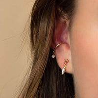 Timeless Glamour: Small Ball Stud Earrings with Pearl Charm