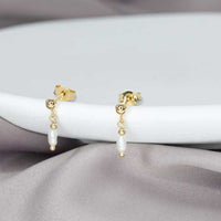 Timeless Glamour: Small Ball Stud Earrings with Pearl Charm