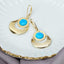 Gold Blue Opal Circle Disc Dangle Earrings for Women