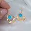 Gold Blue Opal Circle Disc Dangle Earrings for Women