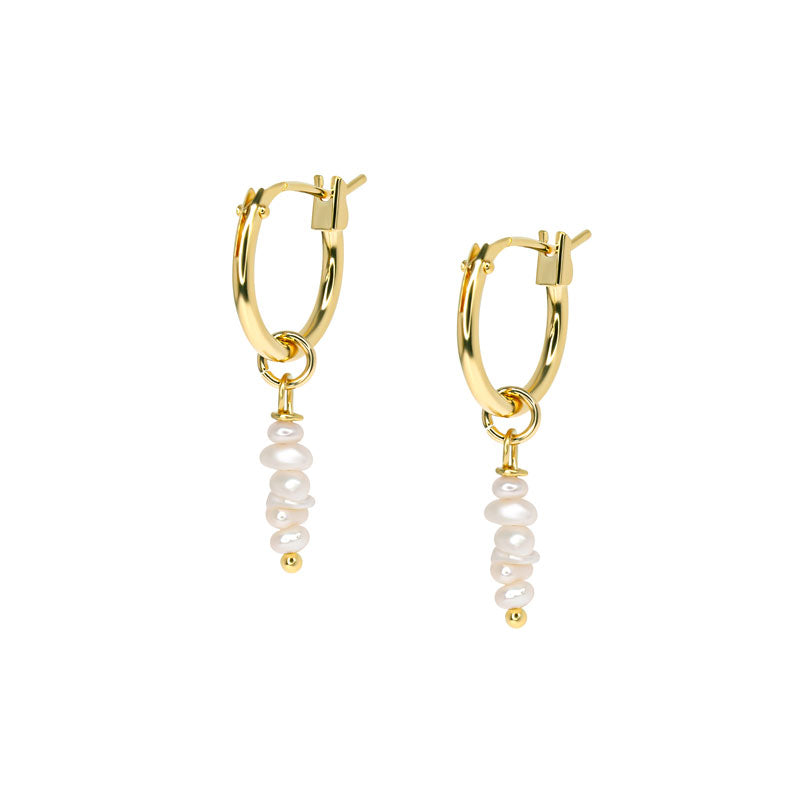 Pearl dangle hoop earrings — elegant small hoops for work