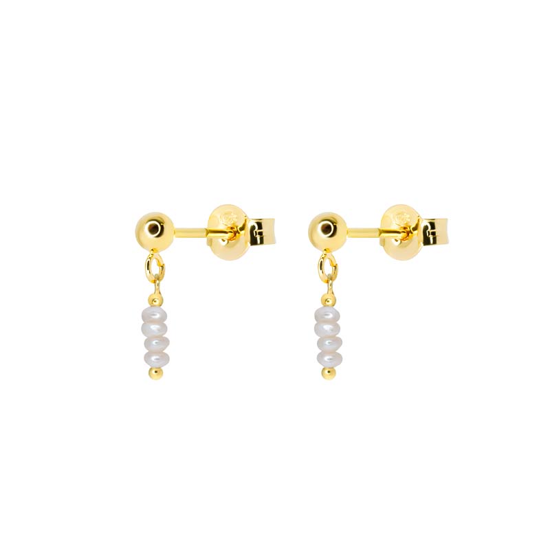 Pearl Bead Elegance: CZ Stud Earrings for Timeless Sparkle
