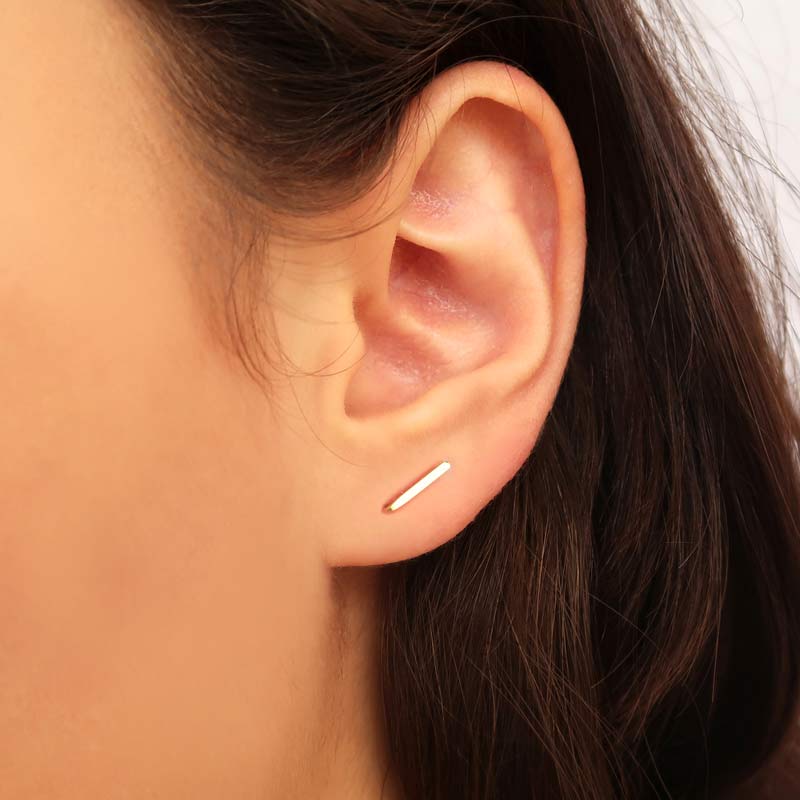 Delicate Elegance: Tiny Handmade Bar Stud Earrings for Subtle Chic