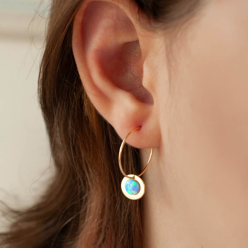 Opal Charm Hoop Earrings
