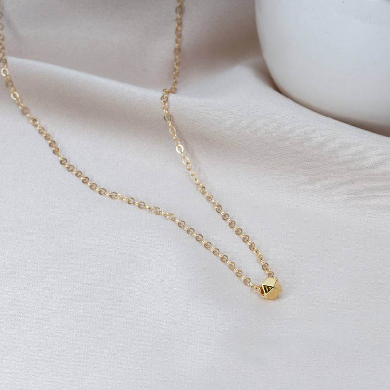 Tiny Diamond Cut Bead Necklace