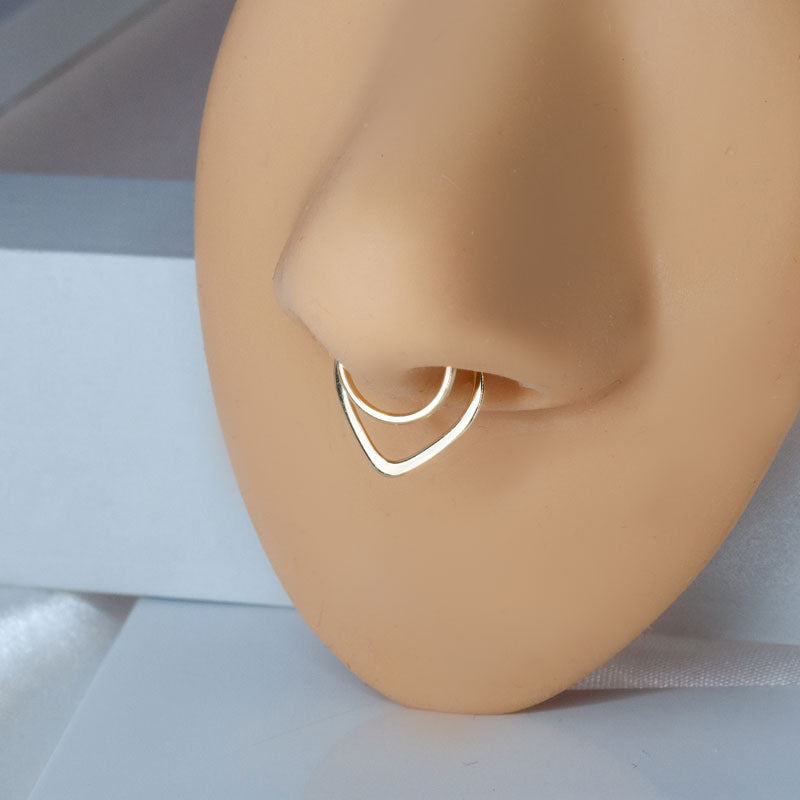 Fake Septum Ring V Earring Clip On Nose Faux Body Jewelry
