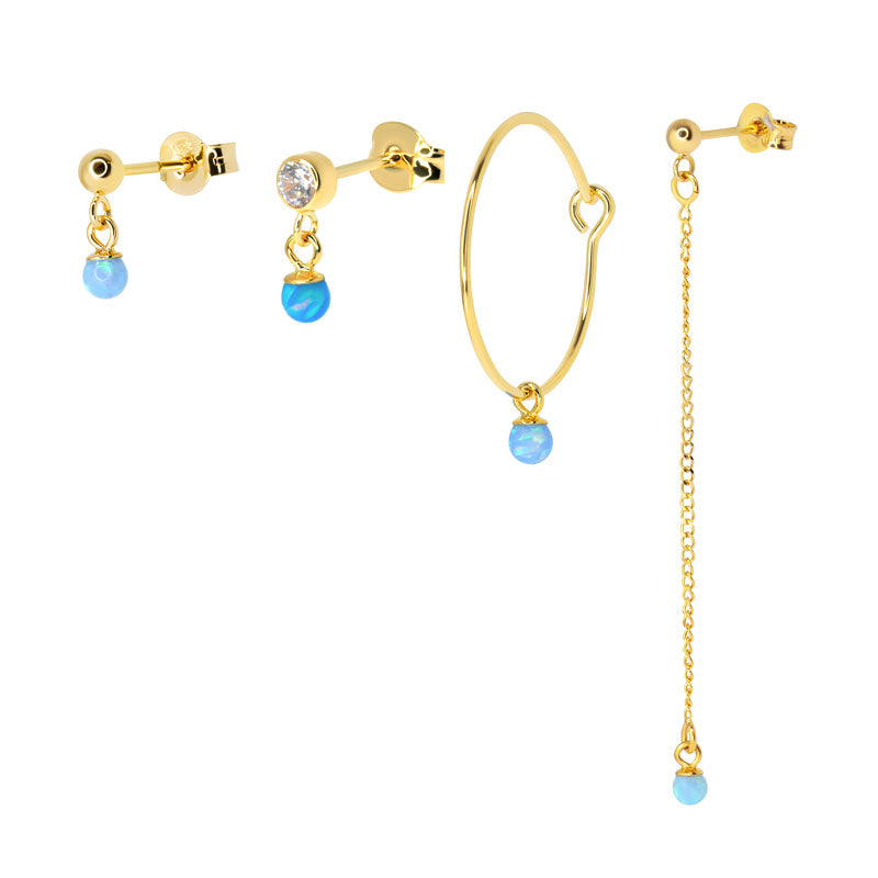 סט עגילי אופל כחול לפירסינג מרובים