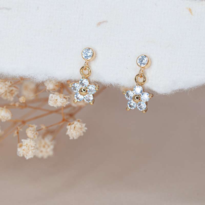 Tiny flower stud earrings — dainty studs for office wear