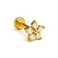 CZ flower gold la ret flat back stud piercing earring