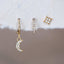 Celestial Gold Earring Set – Moon Charm Hoop, CZ Huggie & North Star Stud