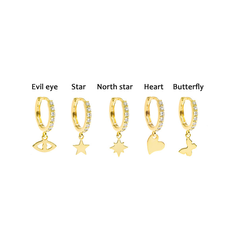 Cz Round Star Charm, Dainty Earring Charms For Hoops, Small