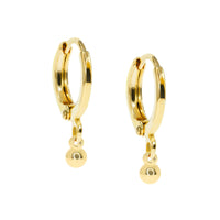 Gold Drop Ball Hoop Earrings