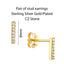 Gold Sparkly CZ Bar Stud Earrings