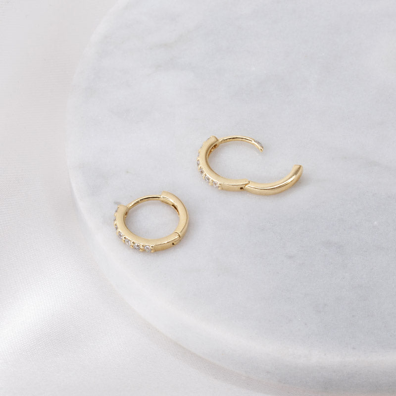 CZ Huggie Hoop Earrings - Sparkling and Stylish Jewelry for Any Occasion