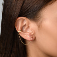Ear Party Set - Chain Conch Ear Cuff  and Ball Studs