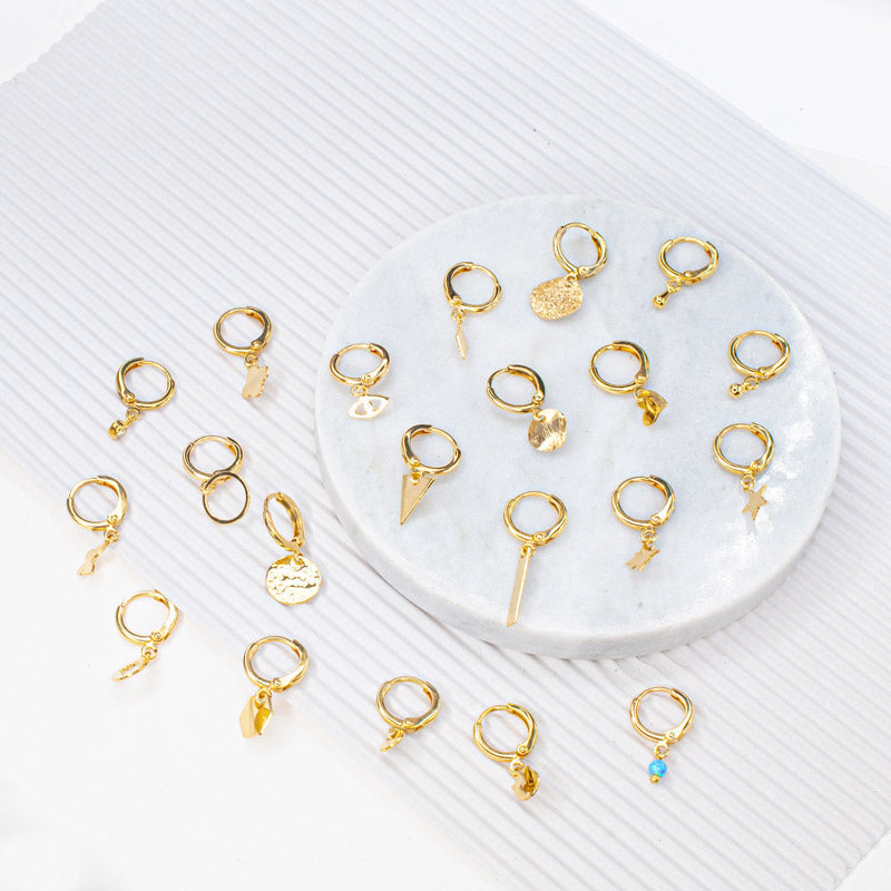 Gold Dangle Charm Clover Earrings