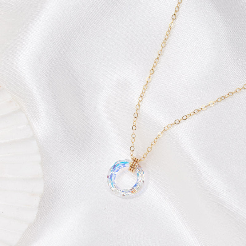 Dainty Crystal Circle Necklace
