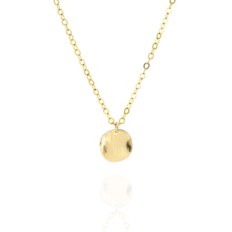 Gold Textured Disc Necklace