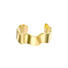  Single wave-shaped ear cuff for ear conch that is gold-plated. The earring features a unique, wavy design that is both elegant and modern. It is suitable for wearing on its own or as part of a set and can be paired with various outfits for a stylish look